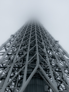 写真：雲に覆われた東京スカイツリー