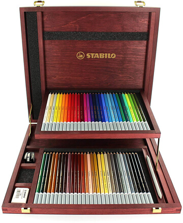 写真：スタビロ 水彩色鉛筆 カーブオテロ 60色セット ウッドケース